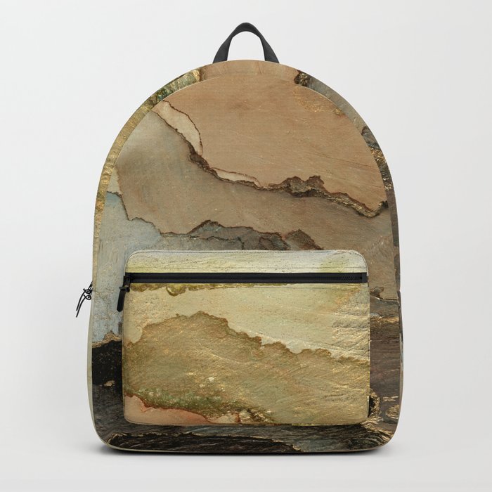 Sandy Gold Landscape - Abstract Ink Backpack
