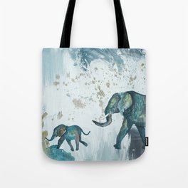 Follow me baby elephant Tote Bag