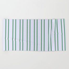 [ Thumbnail: Lavender, Light Gray & Sea Green Colored Pattern of Stripes Beach Towel ]