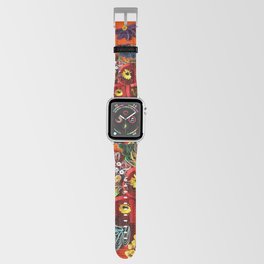 Poppies and lavender paper flowers, quilled flowers on red background Apple Watch Band