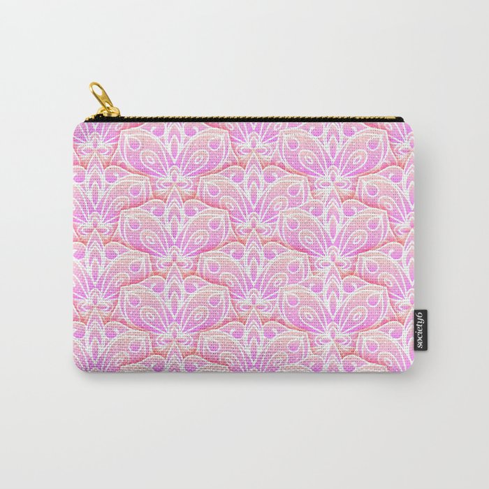 Pink Floral Mandala Pattern Carry-All Pouch