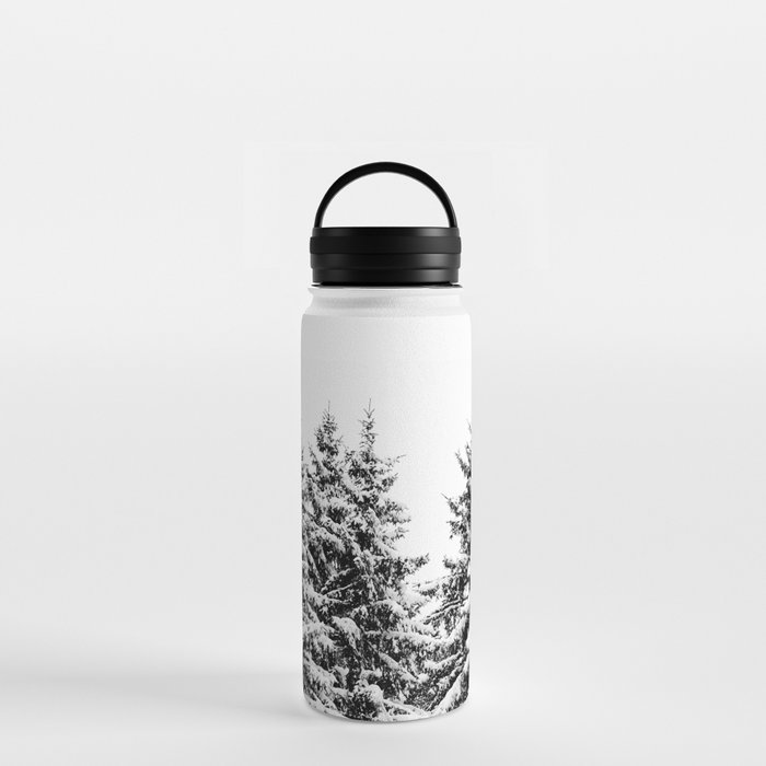 Snowy Pines | Winter Background Scenery Water Bottle