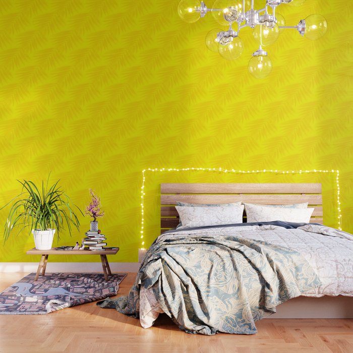 Palm Leaves Bright Yellow Color Decor Society6 Buyart Wallpaper By Pivivikstrm