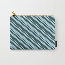 [ Thumbnail: Dark Slate Gray & Light Blue Colored Lines Pattern Carry-All Pouch ]