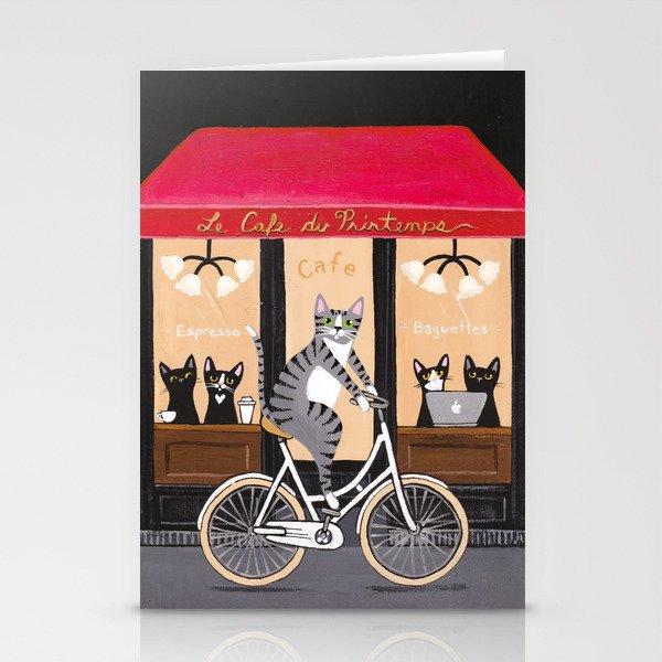 Cats Le Cafe du Printemps Stationery Cards
