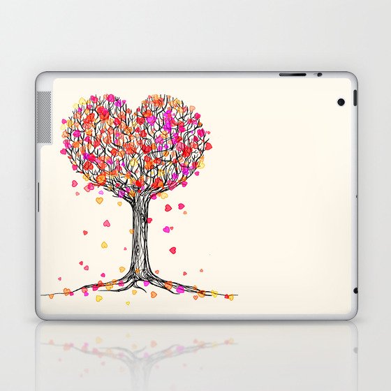Love in the Fall - Heart Tree Illustration Laptop & iPad Skin