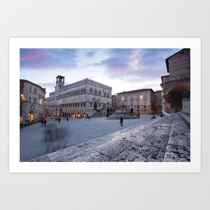 View of Piazza IV Novembre, Perugia, Umbria, Italy Art Print
