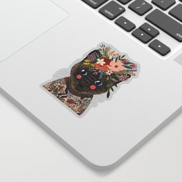 Siamese Cat with Flowers Sticker