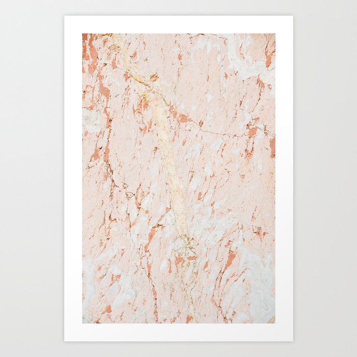 Salmon Pink Marble Texture - Abstract Pattern Art Print