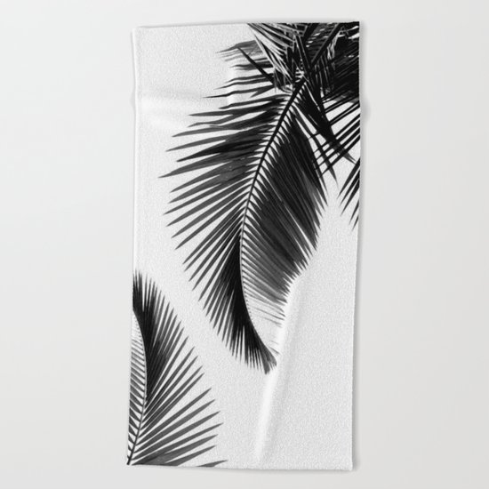 Black and white Leafs Beach Towel