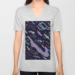 Retro 80’s Bowling Alley Carpet Space Print V Neck T Shirt