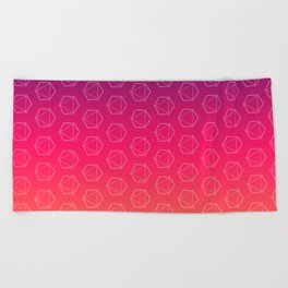 D20 Roleplaying Die Icosahedron Colorful Pattern Beach Towel