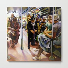 American Masterpiece 'Subway Riders' portrait painting by Lily Furedi Metal Print | Subways, Londontube, Subway, Theunderground, Authority, Locomotive, Railroads, Berlin, Paris, Curated 
