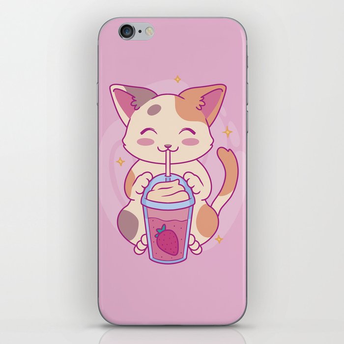 Neko Cat Strawberry Tea Milkshake | Japanese Anime Kawaii iPhone Skin