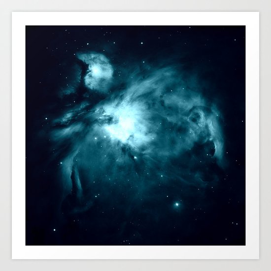 Orion nebula : Teal Galaxy Space Art Print