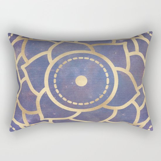 Mandala Chakra Copper and Purple Crown Chakra Rectangular Pillow