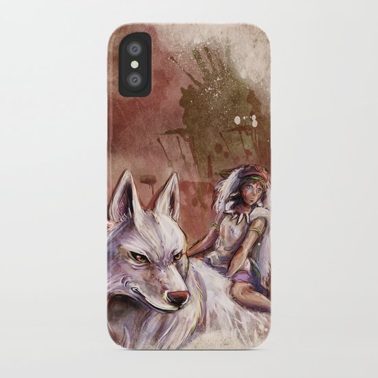 Miyazaki's Mononoke Hime - San and the Wolf TraDigital Painting iPhone Case