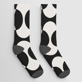 Black and white mid century atomic 50s geometric shapes Socks