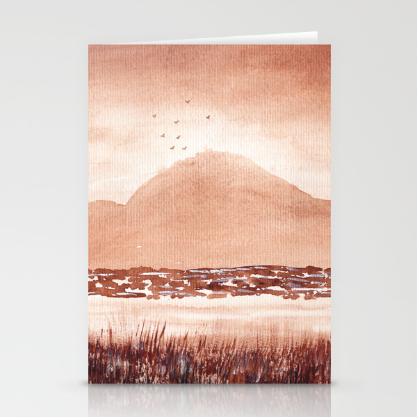 Monochromatic Landscape Painting Stationery Cards By
