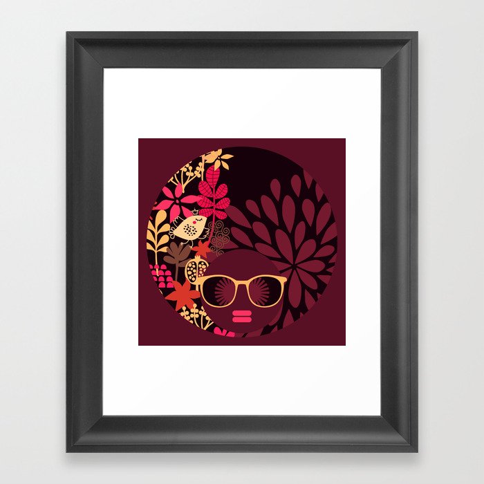 Afro Diva : Sophisticated Lady Deep Pink & Burgundy Framed Art Print