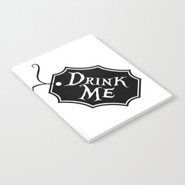 "Drink Me" Alice in Wonderland styled Bottle Tag Design in Black & White Notebook