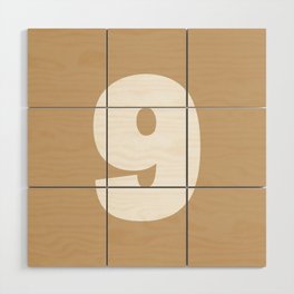9 (White & Tan Number) Wood Wall Art