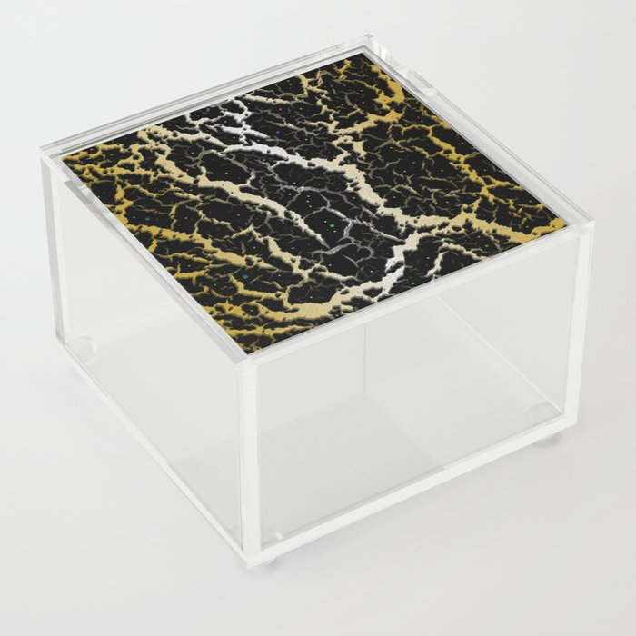 Cracked Space Lava - Gold/White Acrylic Box