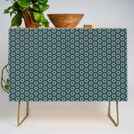 Seashell and Starfish Abstract Pattern in Yellow and Blue Credenza