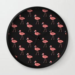 Seamless Pattern with pink flamingo Wall Clock