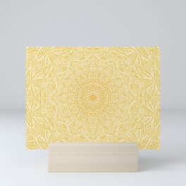 Most Detailed Mandala! Yellow Golden Color Intricate Detail Ethnic Mandalas Zentangle Maze Pattern Mini Art Print
