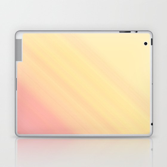Pastel Ombre Millennial Pink Yellow Diagonal Stripes | Peach, apricot gradient pattern Laptop & iPad Skin