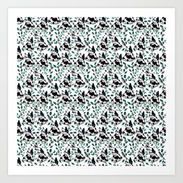 Black & White Kitty pattern Art Print