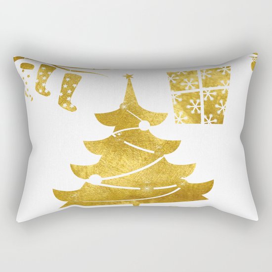 Gold Christmas 03 Rectangular Pillow