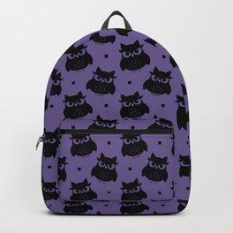 Black Cute Owl Seamless Pattern on Purple Background Backpack