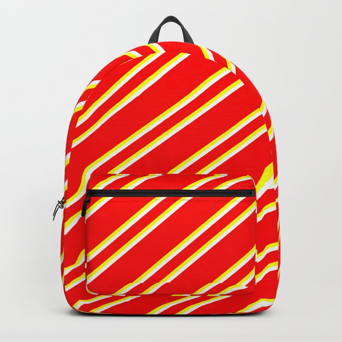 Red, Yellow, and White Colored Stripes Pattern Backpack