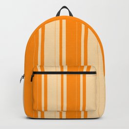 [ Thumbnail: Dark Orange & Tan Colored Stripes/Lines Pattern Backpack ]