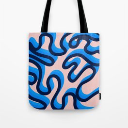 Enae - Blue Retro Ribbon Swirl Pattern  Tote Bag