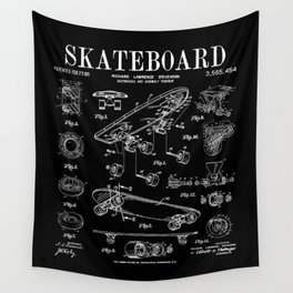 Skater Skateboard Skateboarding Vintage Patent Drawing Print Wall Tapestry
