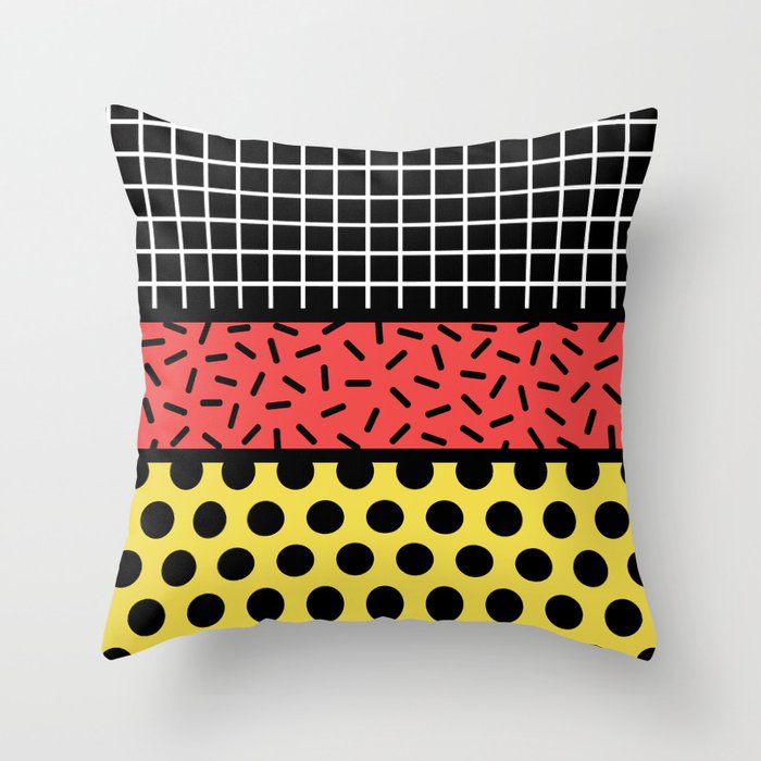 Memphis Style Tri-Pattern 930 Throw Pillow