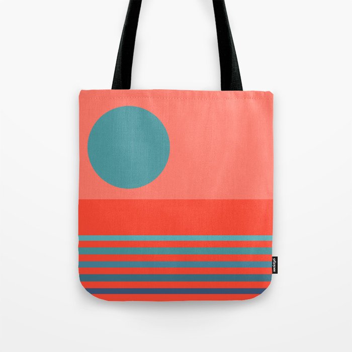 Lica - Colorful Sunset Retro Abstract Geometric Minimalistic Design Pattern Tote Bag