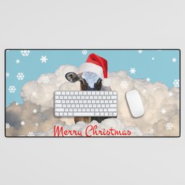 Costa Rica Cow Snta Claus Merry Christmas Snow Clouds Desk Mat