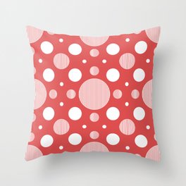 Red background with Big White Polka Dots Throw Pillow