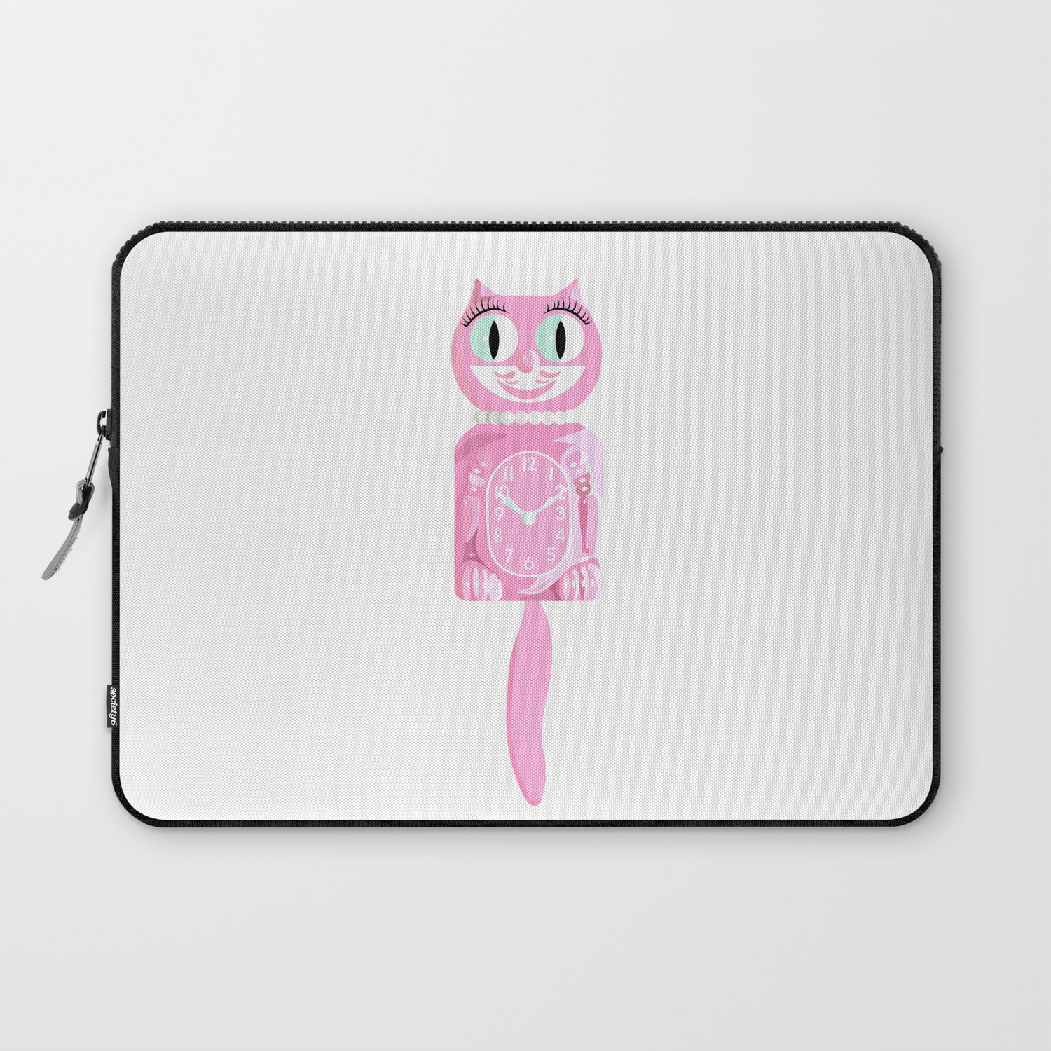 Pink Kit Cat Clock Laptop Sleeve By Btrix Society6