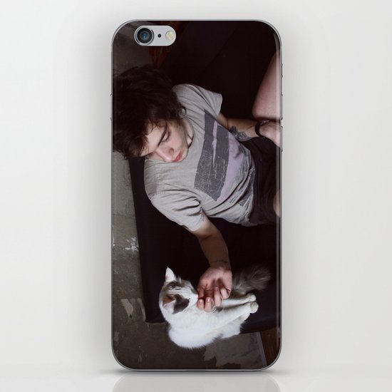 boy with cat iPhone & iPod Skin