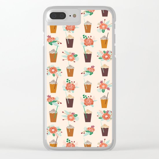 Coffee floral bouquet coffee lovers java bean cute pattern print for kitchen Clear iPhone Case