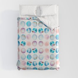 Soft blue and pink watercolor dots Duvet Cover