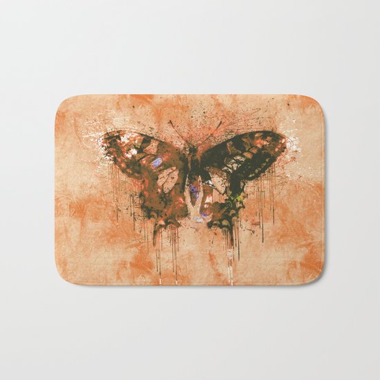 artistic watercolor butterfly painting artwork Bath Mat
