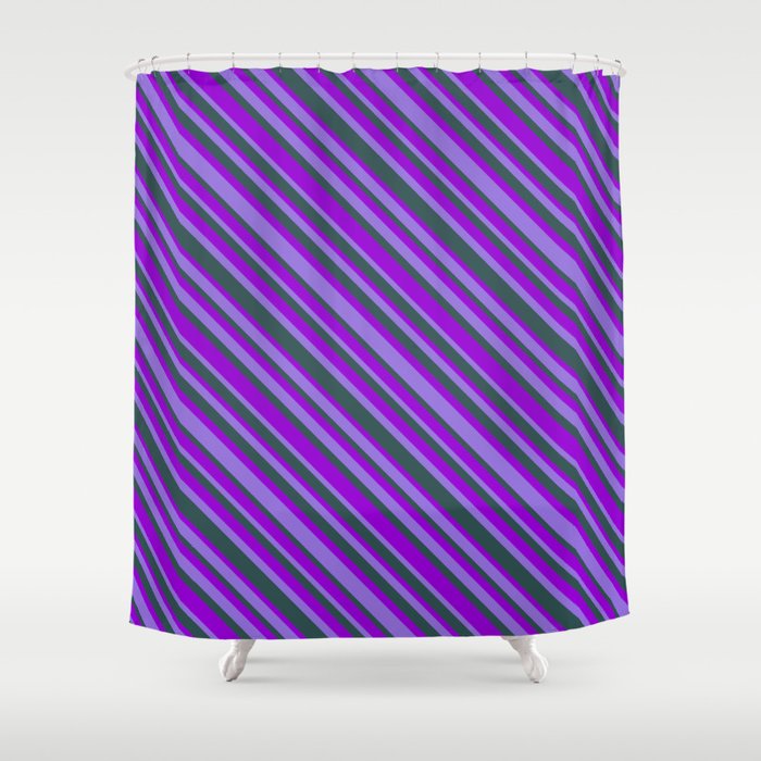 Purple, Dark Slate Gray, and Dark Violet Colored Lines Pattern Shower Curtain