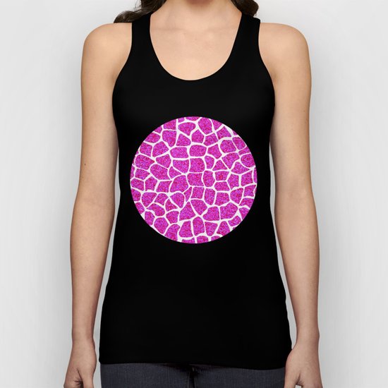Pink Glitter Giraffe Print Unisex Tank Top