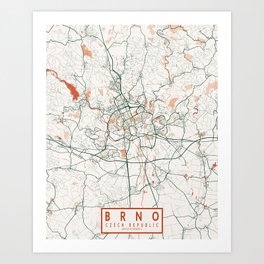 Brno City Map of Czech Republic - Bohemian Art Print
